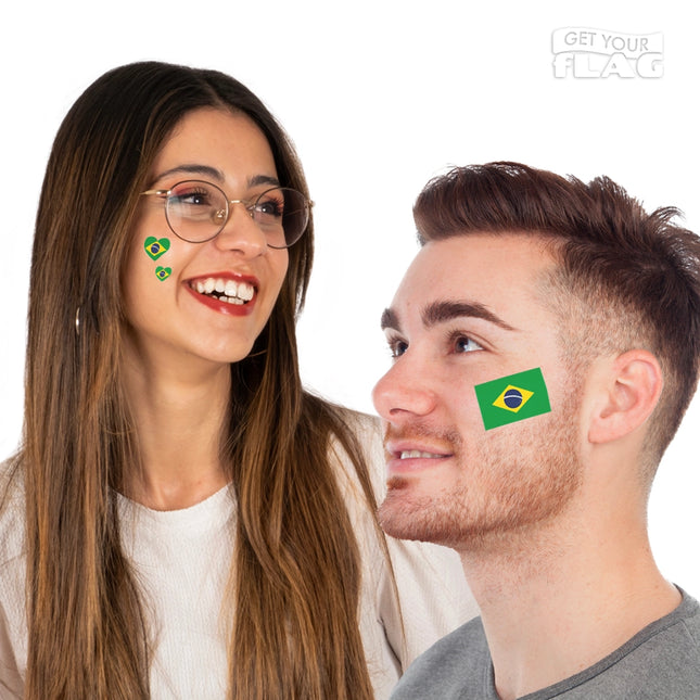 Tatouage drapeau et cœurs Brésil