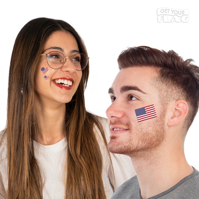 Tatouage drapeau et cœurs États-Unis