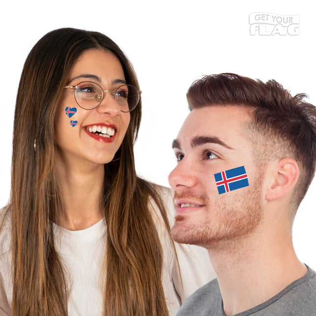 Tatouage drapeau et cœurs Islande
